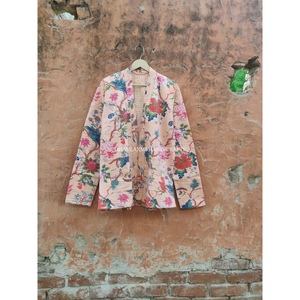 Imprimé floral Kantha brodé femmes manteau peignoir à la main ethnique coton hiver veste grande taille ceinture en gros court Maxi - Product Image 5