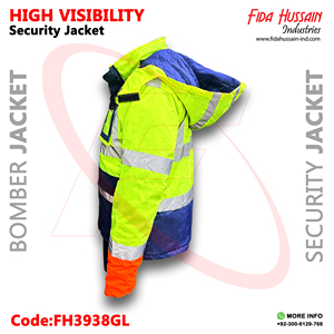 Fida Hussain Chaqueta de seguridad de alta visibilidad 100% poliéster Chaqueta de bombardero de seguridad a prueba de viento para ropa de seguridad - Product Image 5
