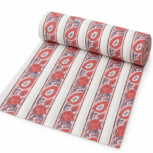 Tela de Voile de Algodón con Estampado Floral Rosa a Rayas, Ligera y Transpirable, Tejido Rosa, Moda Rajasthan, 90 GSM - Product Image 1
