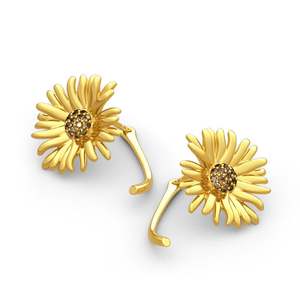 Jeulia Sunflower Painting Inspired Sterling <b>Silver</b> <b>Stud</b> Earrings - Product Image 3
