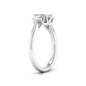 Bague solitaire en diamant taille princesse croissant 0,60 ct, couleur F, clarté VS, diamant cultivé en laboratoire en or 14 carats, cadeau d'anniversaire de mariage - Product Image 4