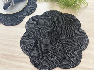 แผ่นรองจานปักลายดอกไม้หรูหราประดับลูกปัดสีน้ำเงิน ขนาดนิ้ว ผลิตด้วยมือ เป็นมิตรกับสิ่งแวดล้อม เหมาะสำหรับงานแต่งงาน - Product Image 3