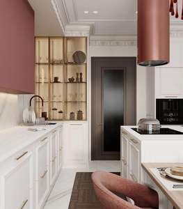 Armoires de cuisine modernes minimalistes personnalisées en bois de chêne massif, écologiques, résistantes à l'eau, multifonctionnelles, en forme de L, avec évier en mélamine - Product Image 4