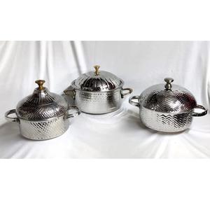 Set Of 2 Stainless Steel Hotpot Premium Quality Handmade Designer Casserole Luxury Metal Kitchenware Food Warmers - Product Image 2