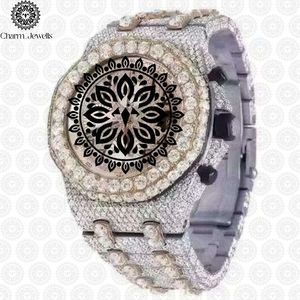 Charm Jewells Montre de luxe en acier inoxydable pour hommes, verre analogique de 40 mm, chronographe mécanique, résistant à l'eau 10 bars, date automatique - Product Image 2