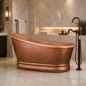 Bañera Ovalada de Cobre Sólido Forjada a Mano, Estilo Moderno Antiguo, Independiente, Divris DRC-7310 - Product Image 2