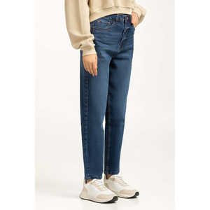 กางเกงยีนส์เดนิมเอวสูงสไตล์โกธิคสำหรับผู้หญิง ไซส์พลัส รุ่น WM-JNS-WS24-002 ระบายอากาศได้ดี ซักได้ ทรงตรง พิมพ์ลาย สำหรับฤดูหนาว - Product Image 1