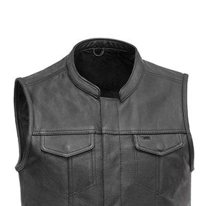 Abrigo de cintura de moda de cuero para hombre más vendido con cierre de cremallera frontal de doble botonadura a la venta - Product Image 4