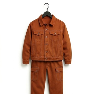 Conjunto de Dos Piezas de Mezclilla para Mujer, Diseño Personalizado, Color Liso, Top Corto, Corte Ajustado, Color Azul, Patchwork - Product Image 1