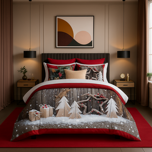 Parure de lit double moderne à imprimé numérique festif de Noël 200x220cm en coton Ranforce pour usage domestique - Product Image 3