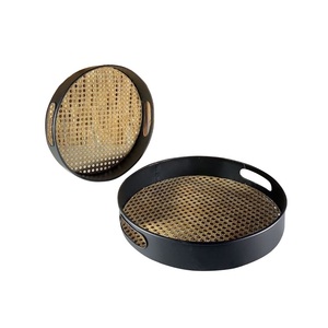 Lot de 2 plateaux de service en métal pour restaurant, café, hôtels, plats de service, plateau de service en métal avec deux poignées - Product Image 1