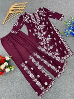 Nouvelle tenue décontractée pour femme, en tissu BLOSSOM, rayonne et coton Malai, avec broderie élégante, kurta et pantalon entièrement cousus, pour toutes les saisons
