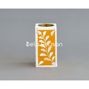 Floral Vine Grand Acrylique Bukhoor Brûleur Moutarde & Blanc - Product Image 1