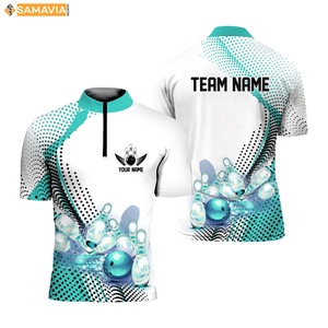 เสื้อทีมโบว์ลิ่งที่มีน้ำหนักเบาชุดกีฬาทีมซามาเวียเสื้อโพลีเอสเตอร์ออกแบบโลโก้ได้ตามต้องการสำหรับ USA League and Club - Product Image 1