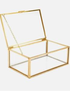 Boîte à bijoux en laiton et verre avec un design élégant parfait pour les cadeaux, la décoration de vanité de bijoux et l'utilisation quotidienne - Product Image 1