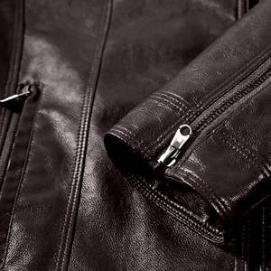 Chaqueta de Cuero Genuino de Alta Calidad para Hombre, Abrigo de Motociclista de Invierno con Cremallera, Fabricante de Fábrica al por Mayor con Logotipo Personalizado OEM ODM - Product Image 5