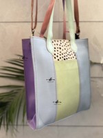 Tas bahu selempang kulit asli daur ulang desainer baru tas tangan kapasitas besar mewah kulit warna-warni Barat untuk wanita
