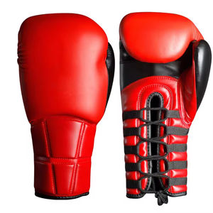 Gants de boxe en cuir de haute qualité, fabriqués sur mesure, à lacets, 14 oz, 16 oz, rouge, pour adultes - Product Image 1