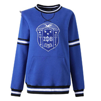 High Street Black Men Front Bordado Logo Contraste Puntadas Mangas de dos tonos ZPB Sudadera Formal Zeta Phi Beta 100% Algodón