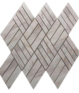 Mosaico de Mármol Blanco Diagonal 3/4, Cuadrado, Pulido/Acristalado, 8mm de Grosor, Resistente al Agua, Ecológico, 5 Años de Garantía, Moderno - Product Image 1