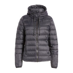 Elegante chaqueta de invierno para mujer, acolchada negra ligera con forro de nailon repelente al agua, capucha de algodón con relleno de poliéster - Product Image 4