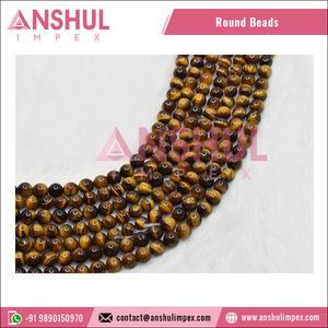 Exportador Indio de Gemas Naturales de Ojo de Tigre AAA para Joyería, Cuentas Sueltas Redondas de 10 mm, Precio de Mercado Confiable - Product Image 2