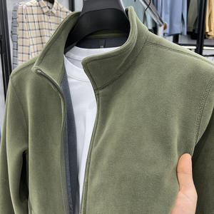 Pull simple décontracté avec logo personnalisé OEM Veste cardigan à fermeture éclair et col montant pour hommes Veste polaire épaisse et chaude - Product Image 5
