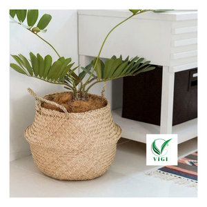 Panier à ventre en jonc de mer naturel polyvalent artisanat du Vietnam pour la couverture des plantes stockage de pépinière pliable décor écologique en vrac disponible - Product Image 1