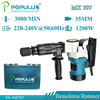IPOPULUS 1200W 30J Briseur de béton, Marteau brise-roche compact, Marteau de démolition portatif 0835, Perforateur à percussion