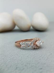 Customizable 14k Gold & 925 Silver Solitaire VVS Moissanite Engagement Wedding <b>Ring</b> Fine Jewelry Set with Trendy Fancy Design - Product Image 5