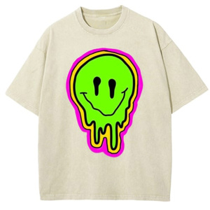 Venta al por mayor de los hombres de lavado ácido camisetas de serigrafía personalizada Streetwear estilo Hip Hop 100% algodón - Product Image 4