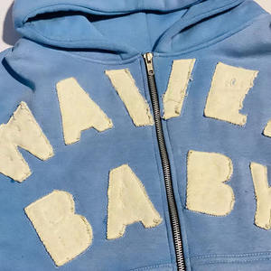 Les adultes en coton mélangé à l'usure confortable utilisent des sweats à capuche en détresse pour hommes légers sweat à capuche brodé en détresse - Product Image 4