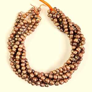 Perles de culture d'eau douce brunes de qualité supérieure, 8-9 mm, perles naturelles en vrac pour la fabrication de bijoux, brin de 15 pouces de long - Product Image 1