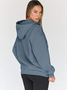 Sweats à capuche zippés surdimensionnés à la mode d'automne pour femmes vestes d'hiver décontractées - Product Image 3
