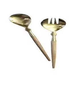 Ensemble de service à salade en métal Ustensiles de cuisine, cuillère de table et fourchette de service avec manche en résine noire - Product Image 6