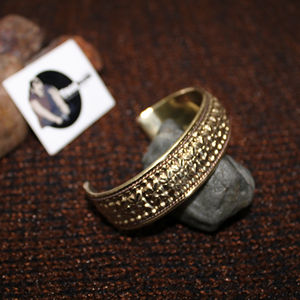 Antique Hammered Pattern Brass Cuff Bracelet Rings Woven <b>Wristband</b> (Cuff) Traditional Style Engraved Unisex Men's Bangles Gift - Product Image 2