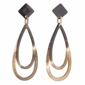 Pendientes Vintage hechos a mano con cuerno de búfalo africano para mujer, pendientes de gota de cuerno de búfalo y buey Natural 100% - Product Image 1
