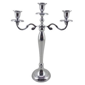 Soporte de vela de 3 brazos decoración del hogar aluminio Metal níquel acabado diseño americano soporte de vela de suelo para decoración de boda - Product Image 3