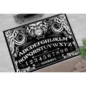 Alfombra Gótica con Diseño de Tablero Ouija: Decoración de Terror para Halloween, Alfombra Estampada, con Pelo Suave - Product Image 4