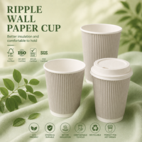 Cangkir Ripple Berlabel Pribadi Cetak Kustom dengan Tepi Bergerigi, Gaya Modern Elegan, Tekstur Berdinding Ripple Terisolasi