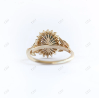 Cincin Bunga Vintage Berlapis Emas Rose Gold 18K dengan Batu Safir Hijau Oval 2CT, Perhiasan Pertunangan Janji Klasik untuk Pernikahan