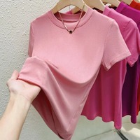 Camiseta de Jersey para Mujer Adolescente, Talla Grande, Manga Corta, Primavera, Sexy, Blanca
