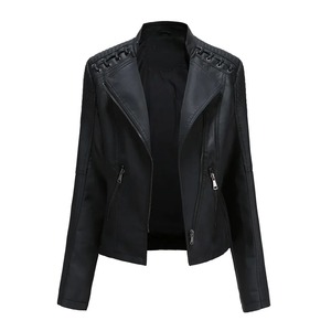 Nouvelle veste courte en cuir pour femmes de style transfrontalier amincissant efficace pour les vêtements de moto de mode décontractée - Product Image 6