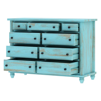 Armoire extensible moderne en bois massif avec tiroirs de rangement, 5 designs personnalisés avec couleur bleu ciel