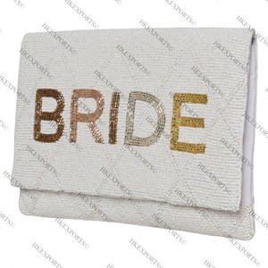 White Bridal Beaded Clutch Purse Unique Handcrafted Evening Bag for Brides, Bridesmaids, and Special Occasions - Product Image 4