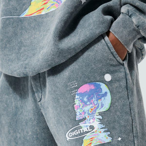 พัฟพิมพ์แบบกําหนดเองผ้าฝ้าย 100% วินเทจหนักน้ําหนักกรดล้างกางเกงเหงื่อในราคาโรงงานขายส่งที่ดีที่สุด - Product Image 2