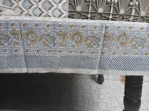 Mantel de algodón indio bohemio hecho a mano, diseño floral impreso para boda rústica o decoración de comedor - Product Image 2