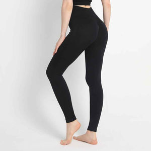 High Quality Women's Durable <b>Ankle</b>-<b>Length</b> High-Waisted Solid Color Active Workout Yoga Fitness <b>Leggings</b> Polyester Spandex - Product Image 5