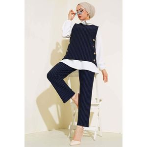 ชุด2ชิ้นลายทาง3ชิ้นสีน้ำเงินเข้ม - Product Image 2