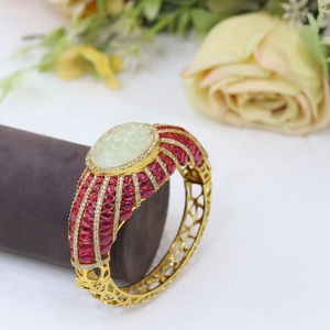 Attractive Antique Look Gold Plated <b>Moissanite</b> Kundan Openable <b>Bangles</b> Wear for Functions Two Pair Of <b>Bangle</b> Set for Women Girl - Product Image 1